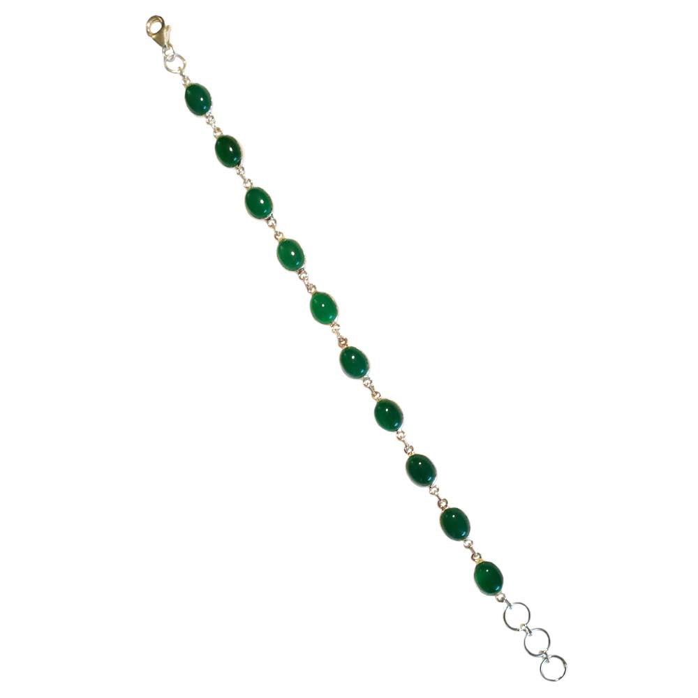 Bracelet onyx vert en argent massif 925