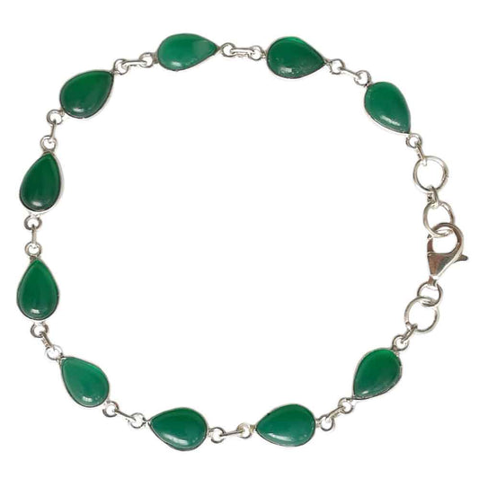 Bracelet onyx vert en argent massif 925