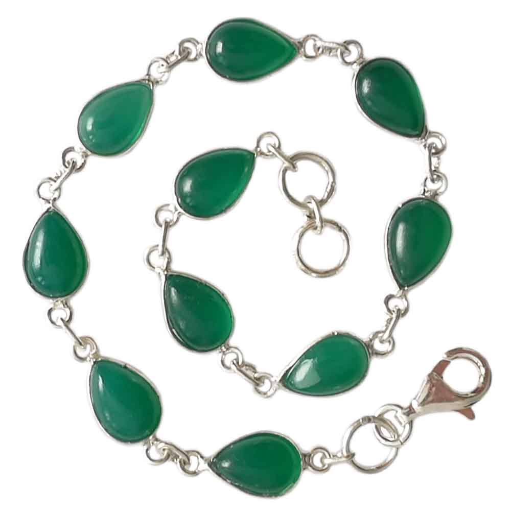 Bracelet onyx vert en argent massif 925