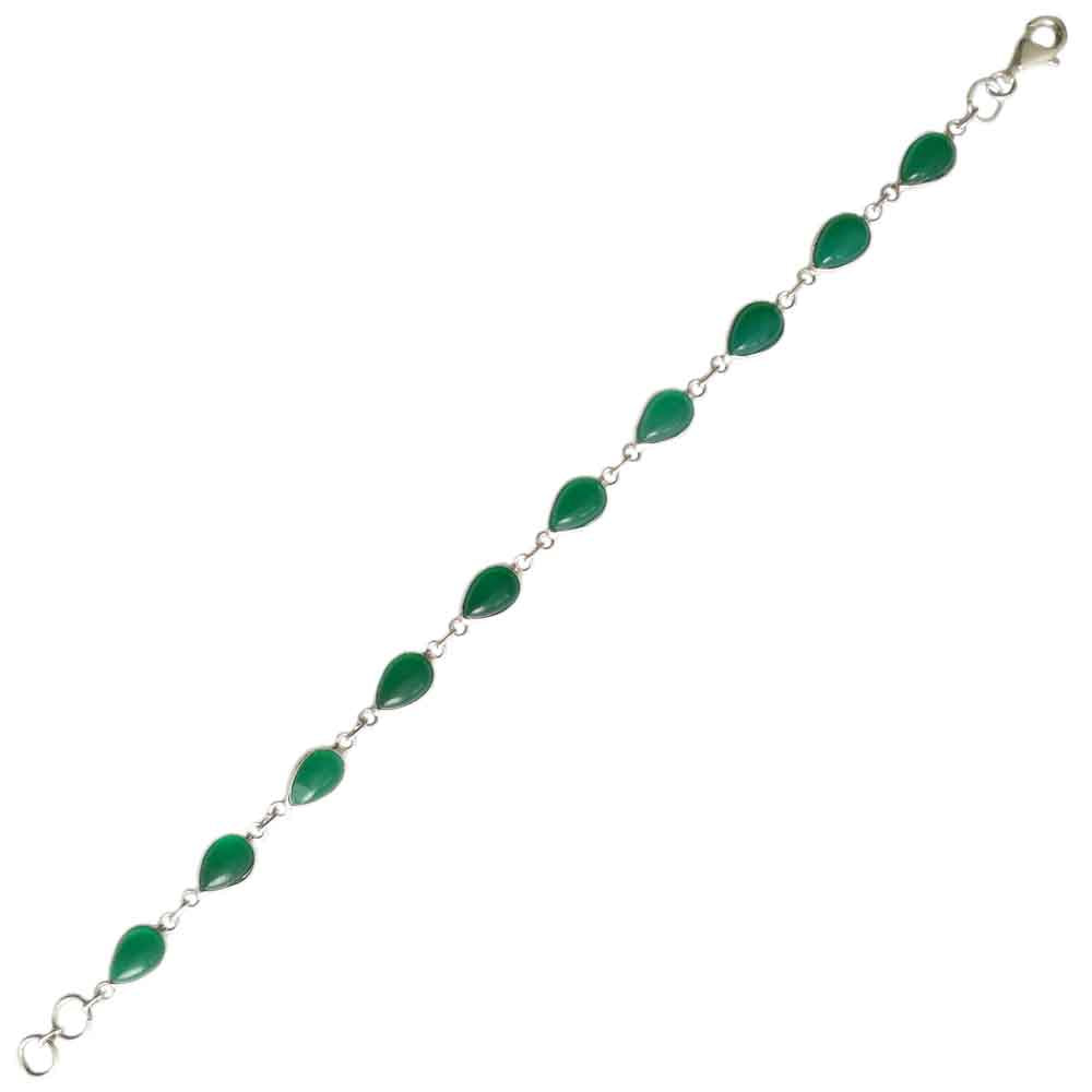 Bracelet onyx vert en argent massif 925