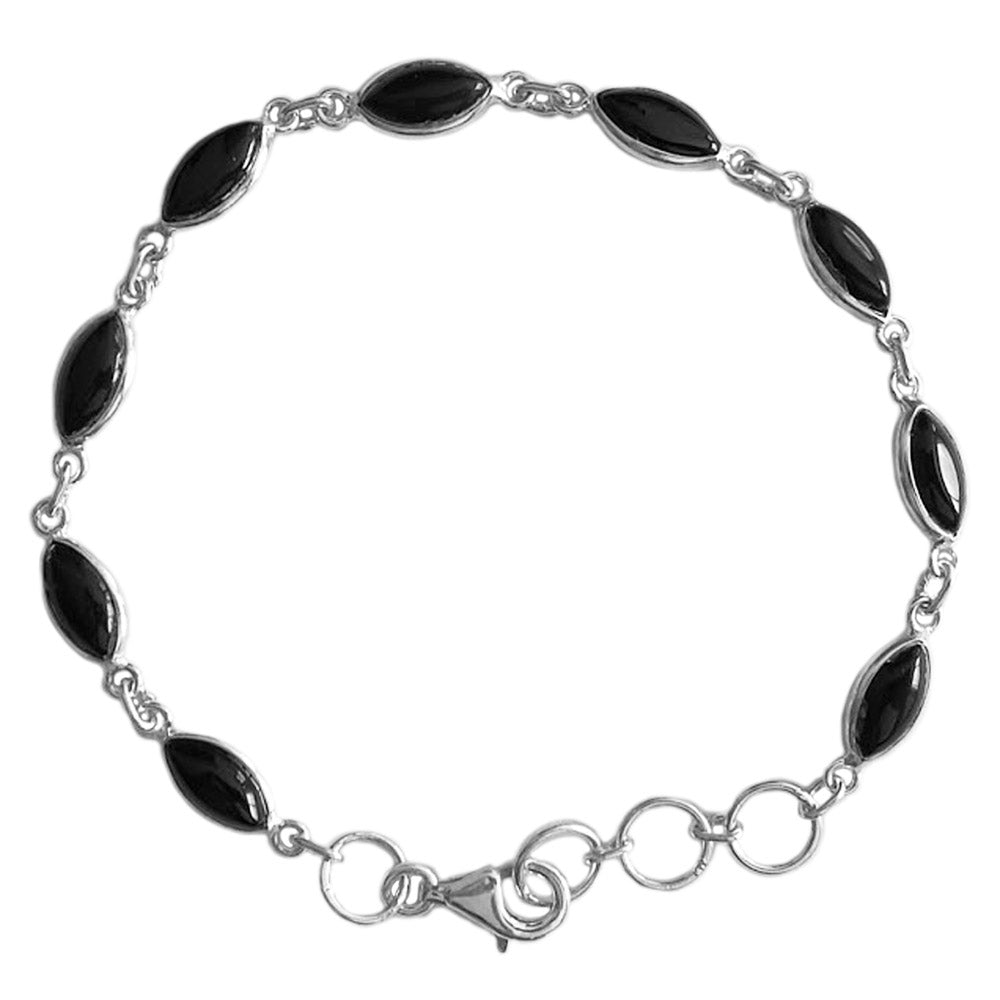 Bracelet onyx noir en argent massif 925