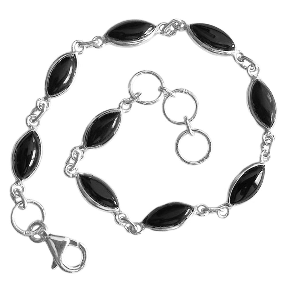 Bracelet onyx noir en argent massif 925