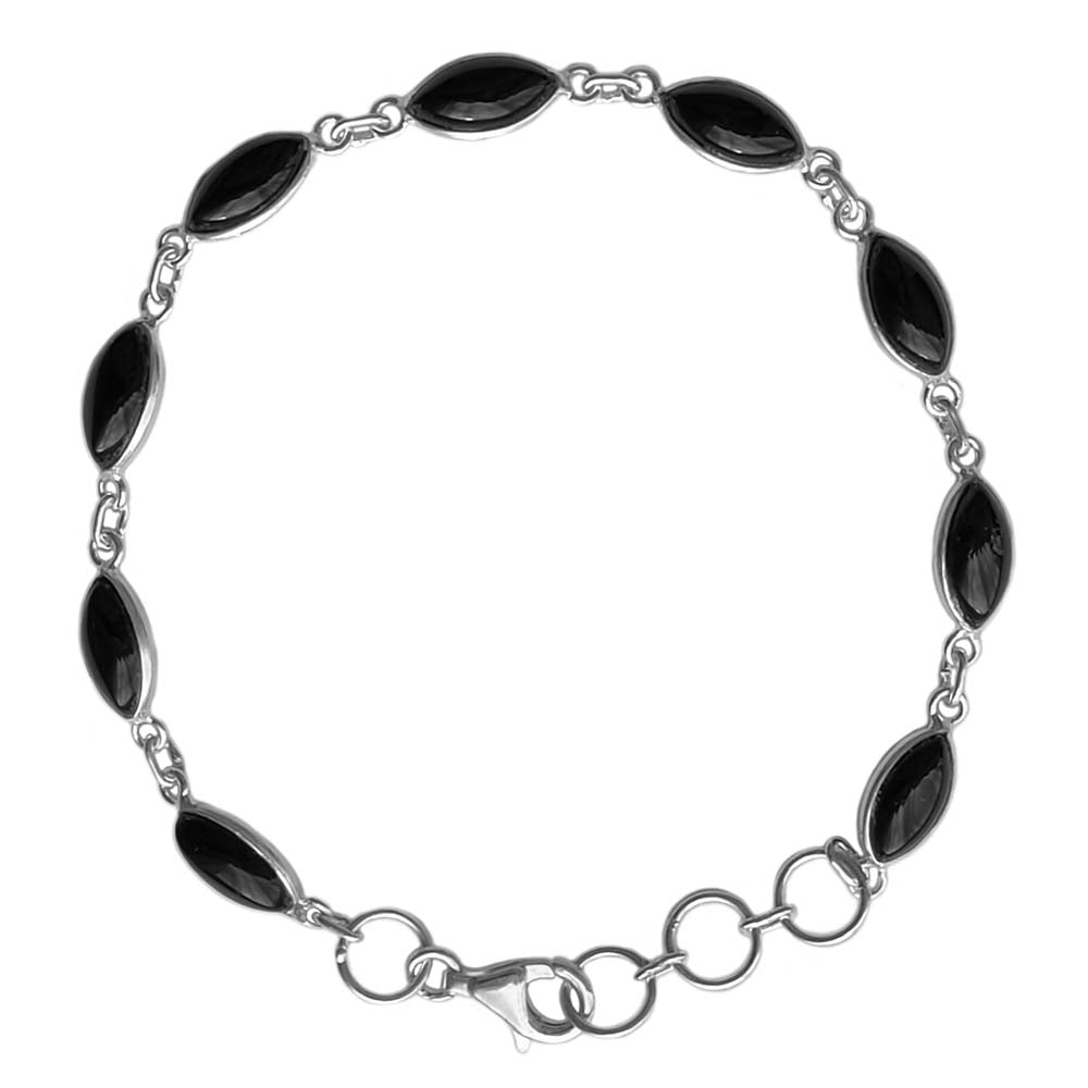 Bracelet onyx noir en argent massif 925