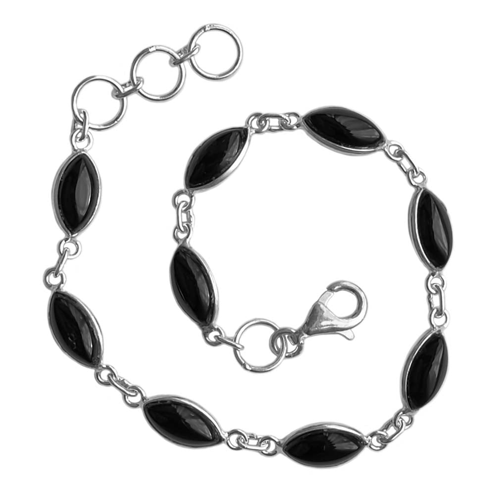 Bracelet onyx noir en argent massif 925