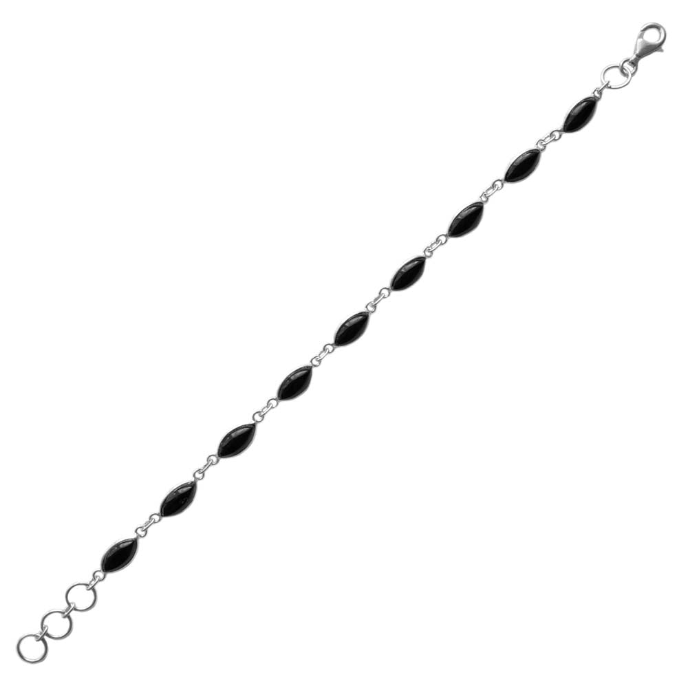 Bracelet onyx noir en argent massif 925