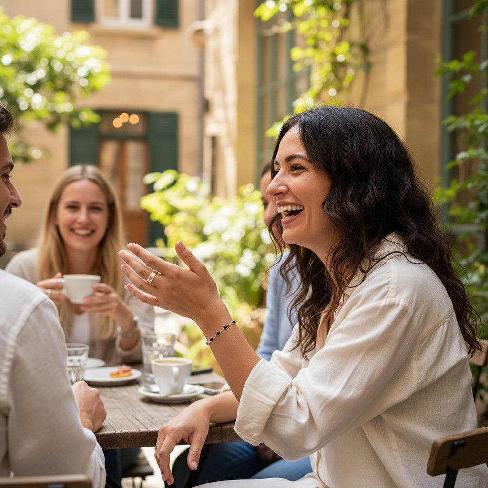 Bracelet onyx noir en argent massif 925
