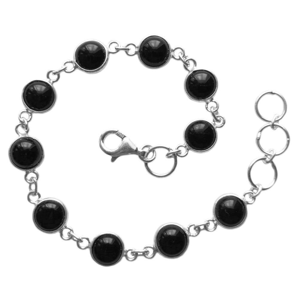 Bracelet onyx noir en argent massif 925