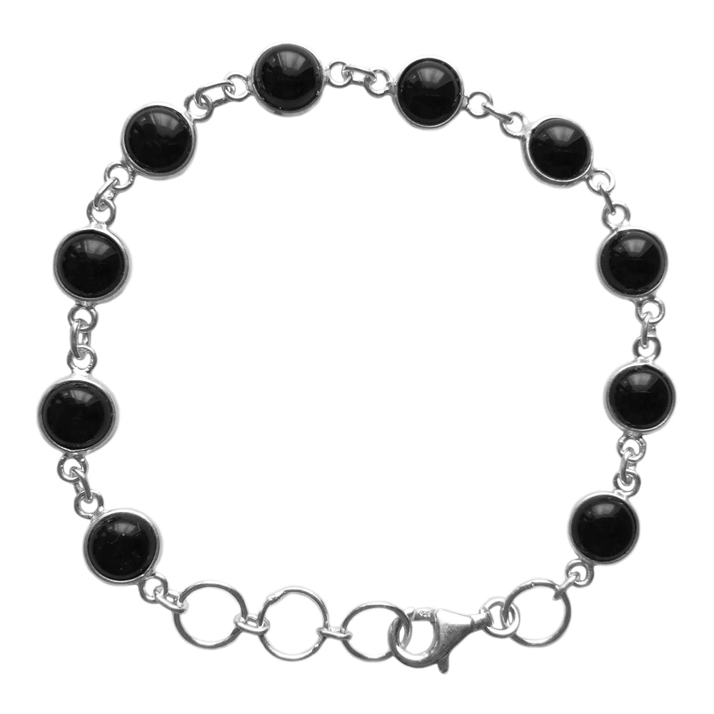 Bracelet onyx noir en argent massif 925