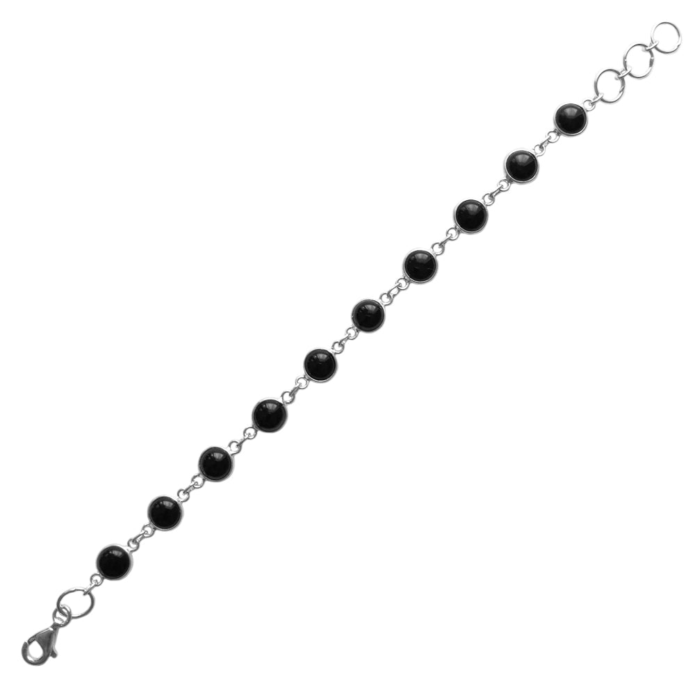 Bracelet onyx noir en argent massif 925