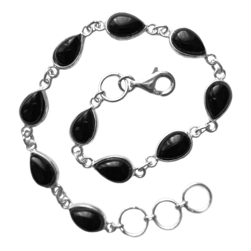 Bracelet onyx noir en argent massif 925