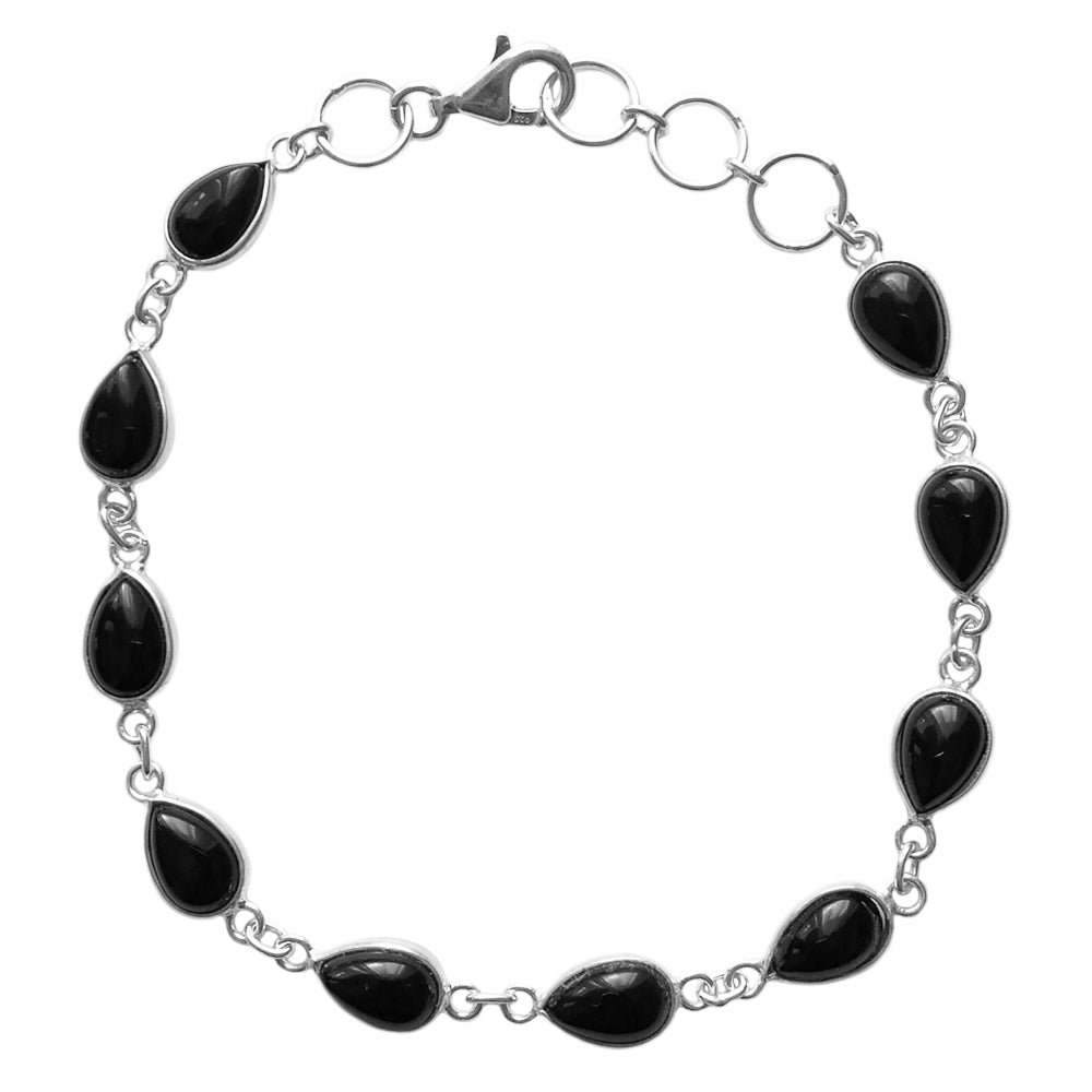 Bracelet onyx noir en argent massif 925