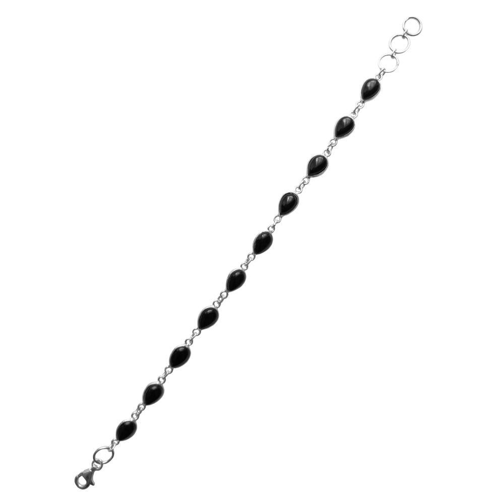 Bracelet onyx noir en argent massif 925