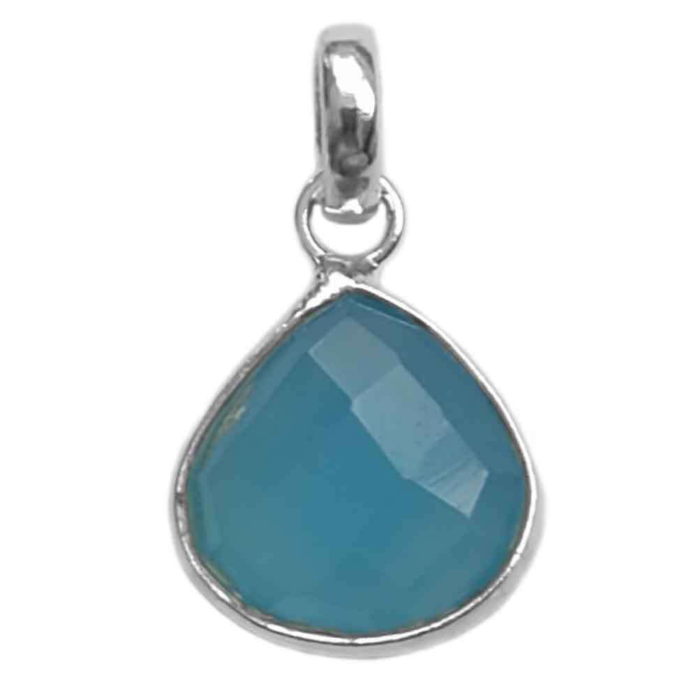 Blue chalcedony sterling silver pendant