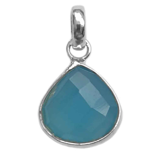 Blue chalcedony sterling silver pendant