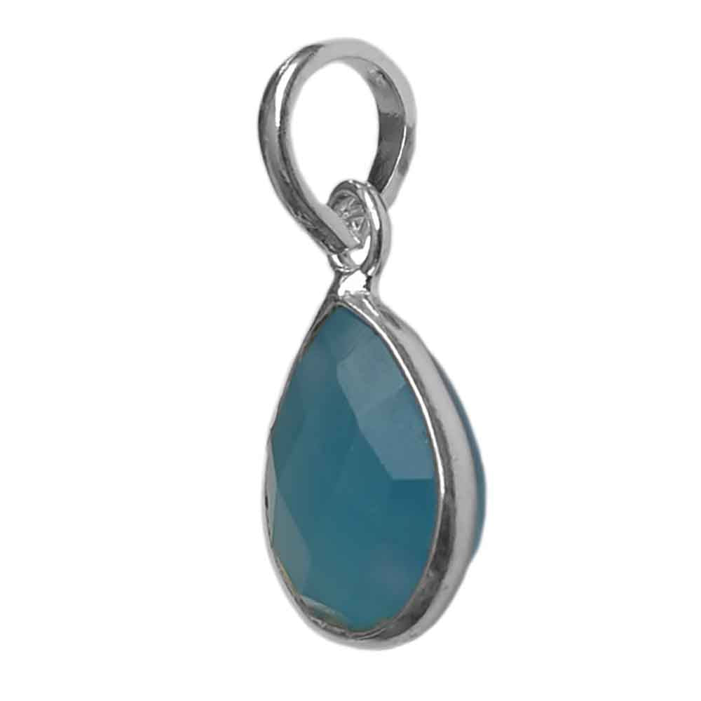 Blue chalcedony sterling silver pendant