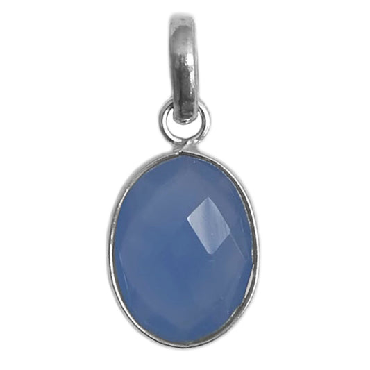 Pendentif calcédoine bleue en argent massif 925