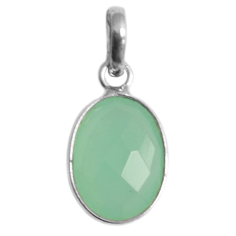 Green chalcedony pendant in sterling silver 925