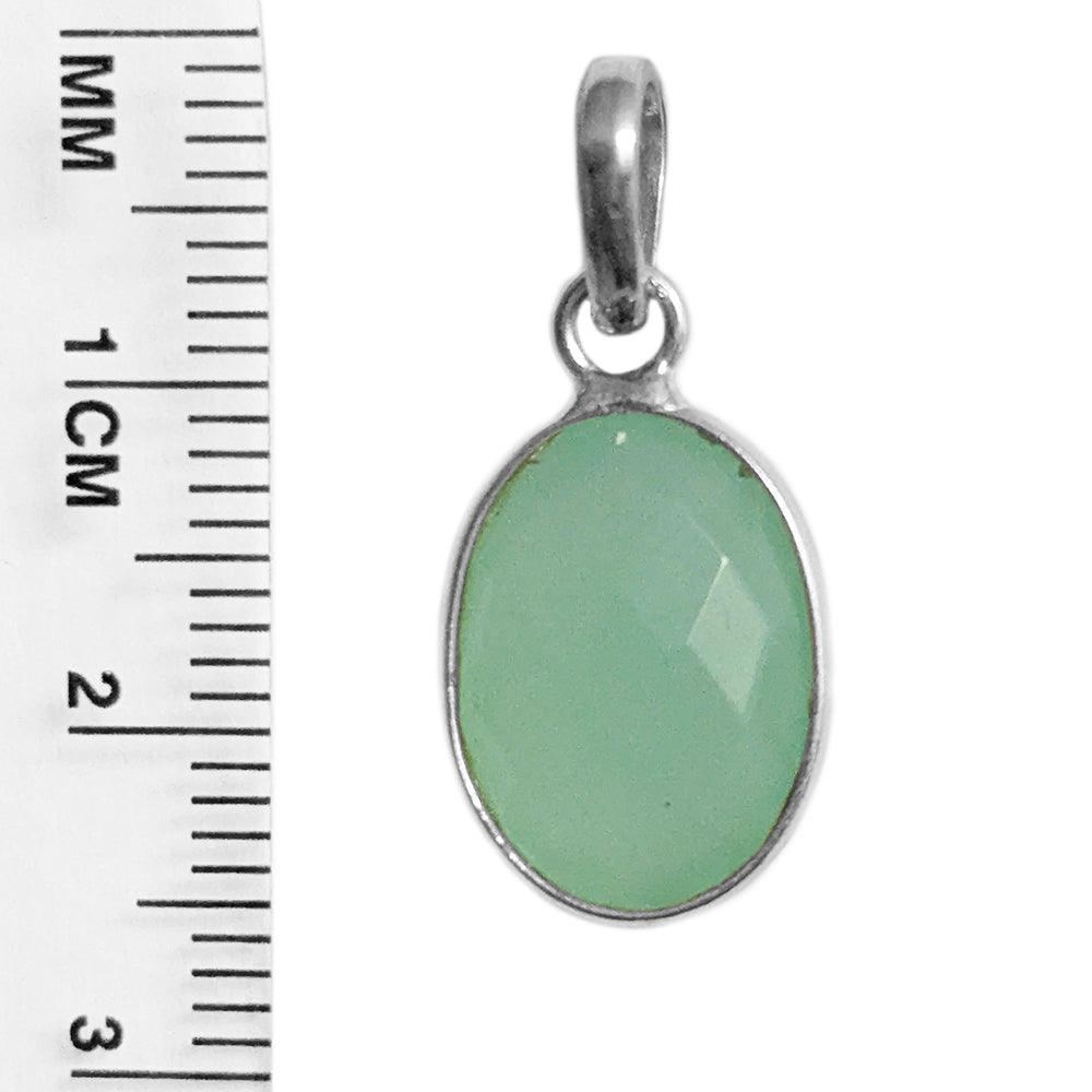 Pendentif calcédoine verte en argent massif 925