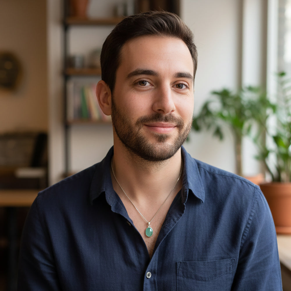Pendentif calcédoine verte en argent massif 925