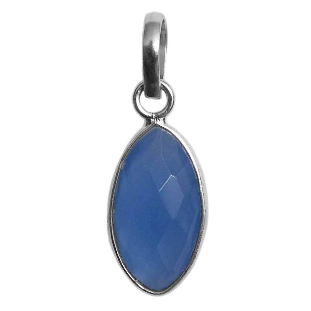 Blue chalcedony sterling silver pendant