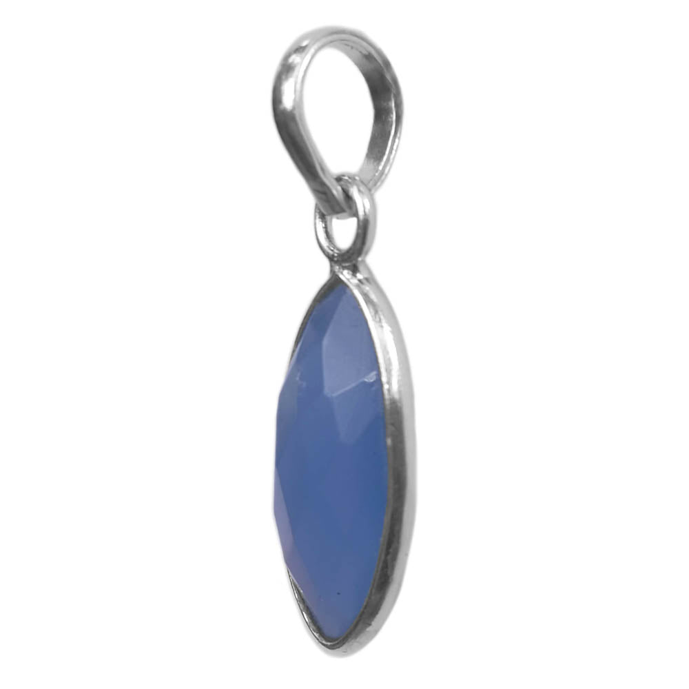 Blue chalcedony sterling silver pendant