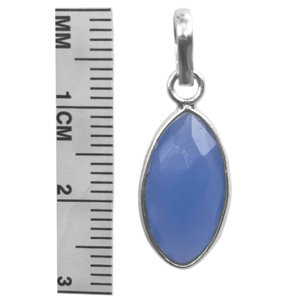 Blue chalcedony sterling silver pendant