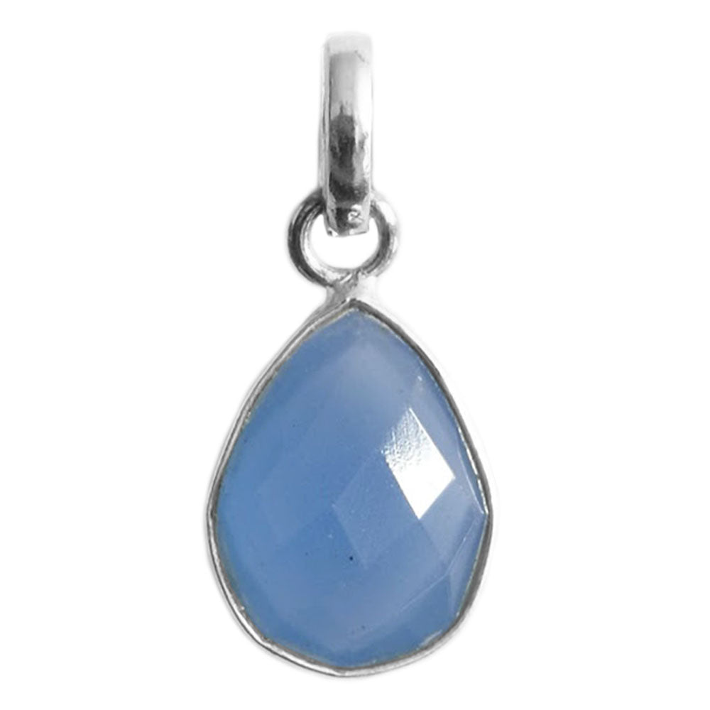 Blue chalcedony sterling silver pendant