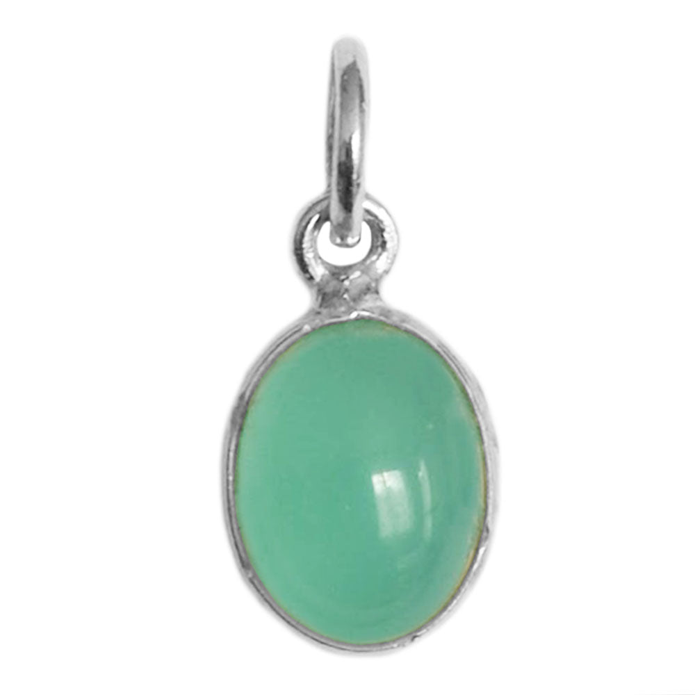 Pendentif calcédoine verte en argent massif 925