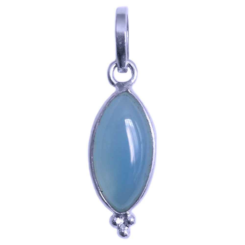 Pendentif calcédoine bleue en argent massif 925