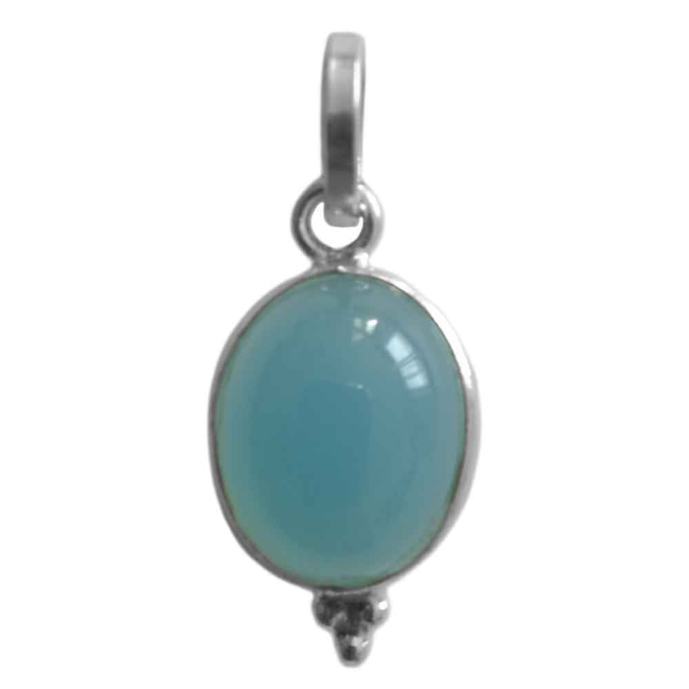 Pendentif calcédoine bleue en argent massif 925