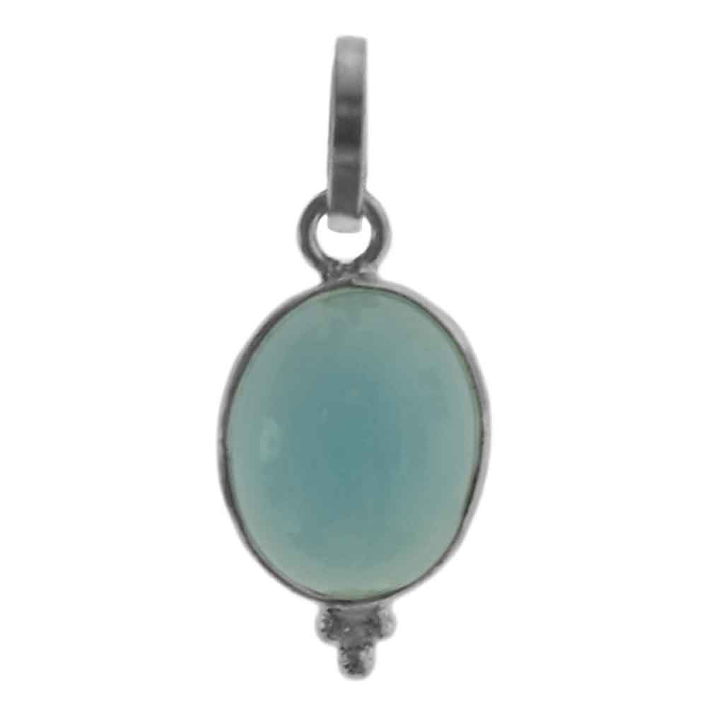 Pendentif calcédoine bleue en argent massif 925