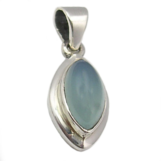 Aqua chalcedony sterling silver pendant