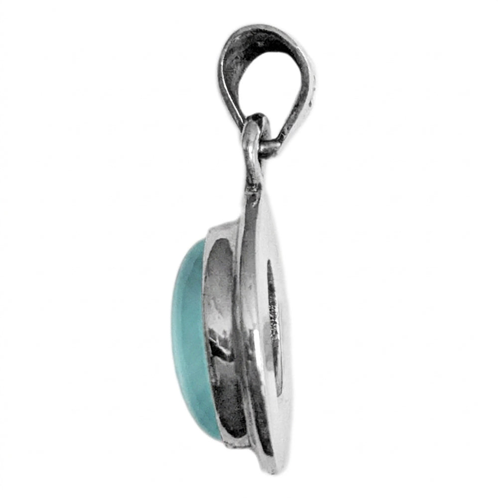 Pendentif calcédoine aqua en argent massif 925