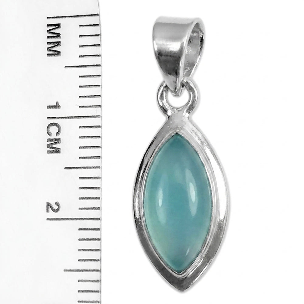 Pendentif calcédoine aqua en argent massif 925