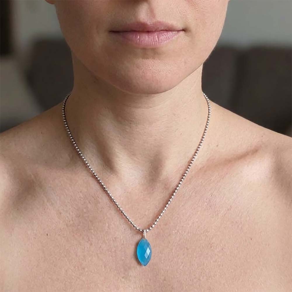 Blue chalcedony sterling silver pendant