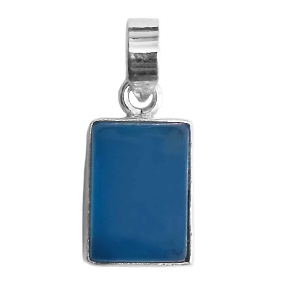 Blue chalcedony sterling silver pendant