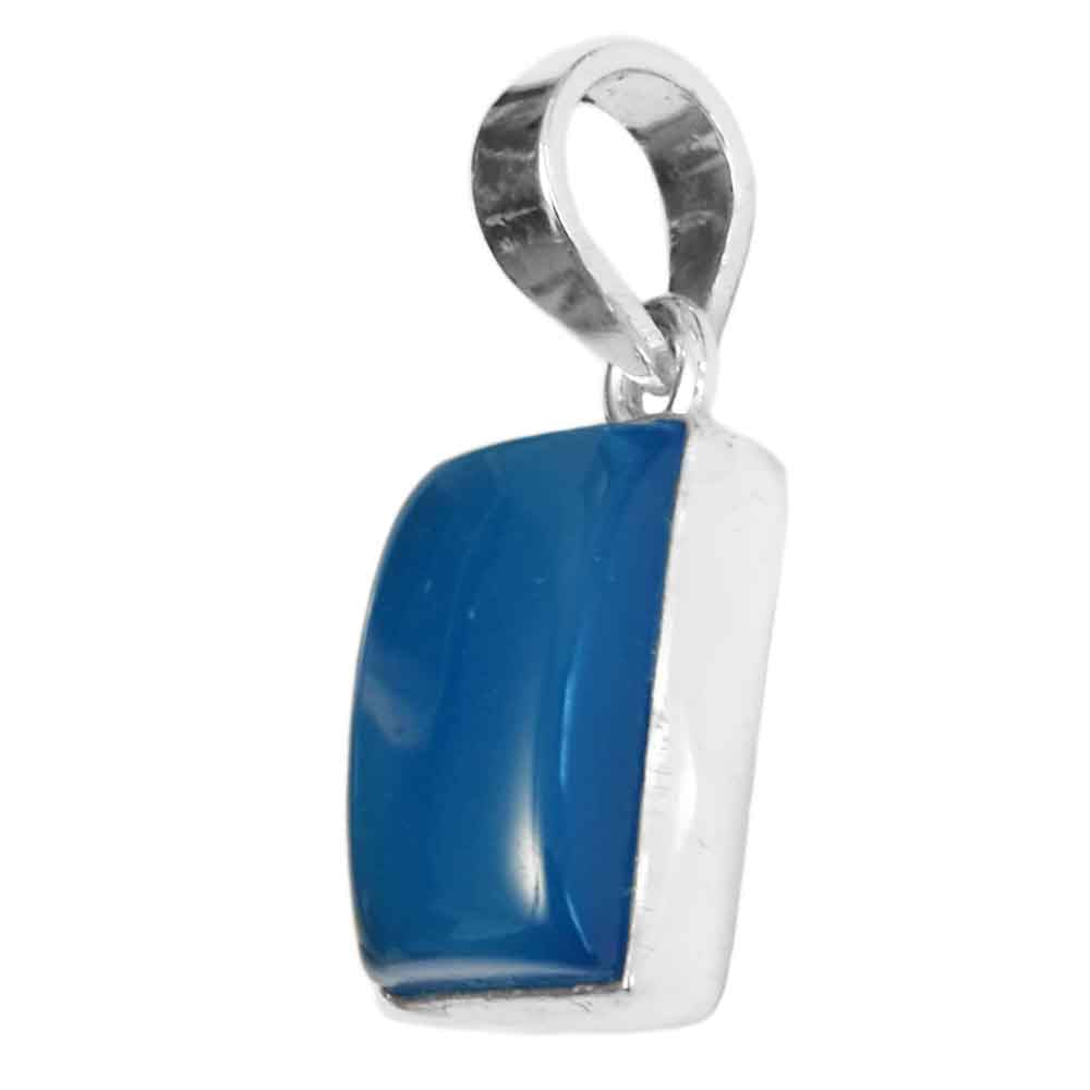 Pendentif calcédoine bleue en argent massif 925