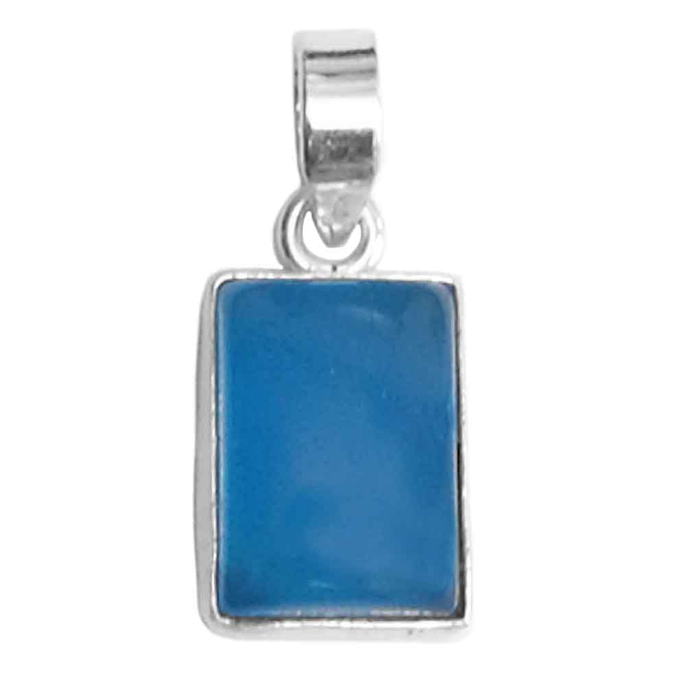 Blue chalcedony sterling silver pendant