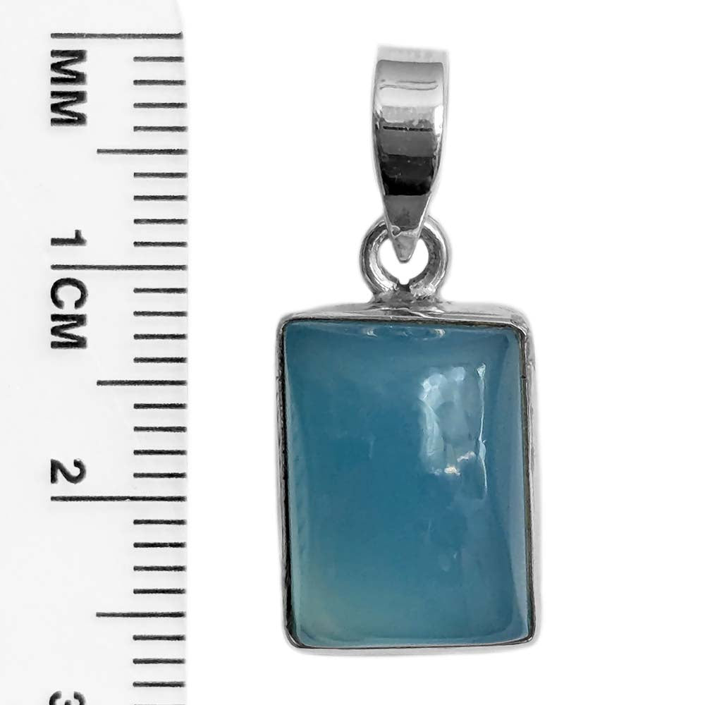 Blue chalcedony sterling silver pendant