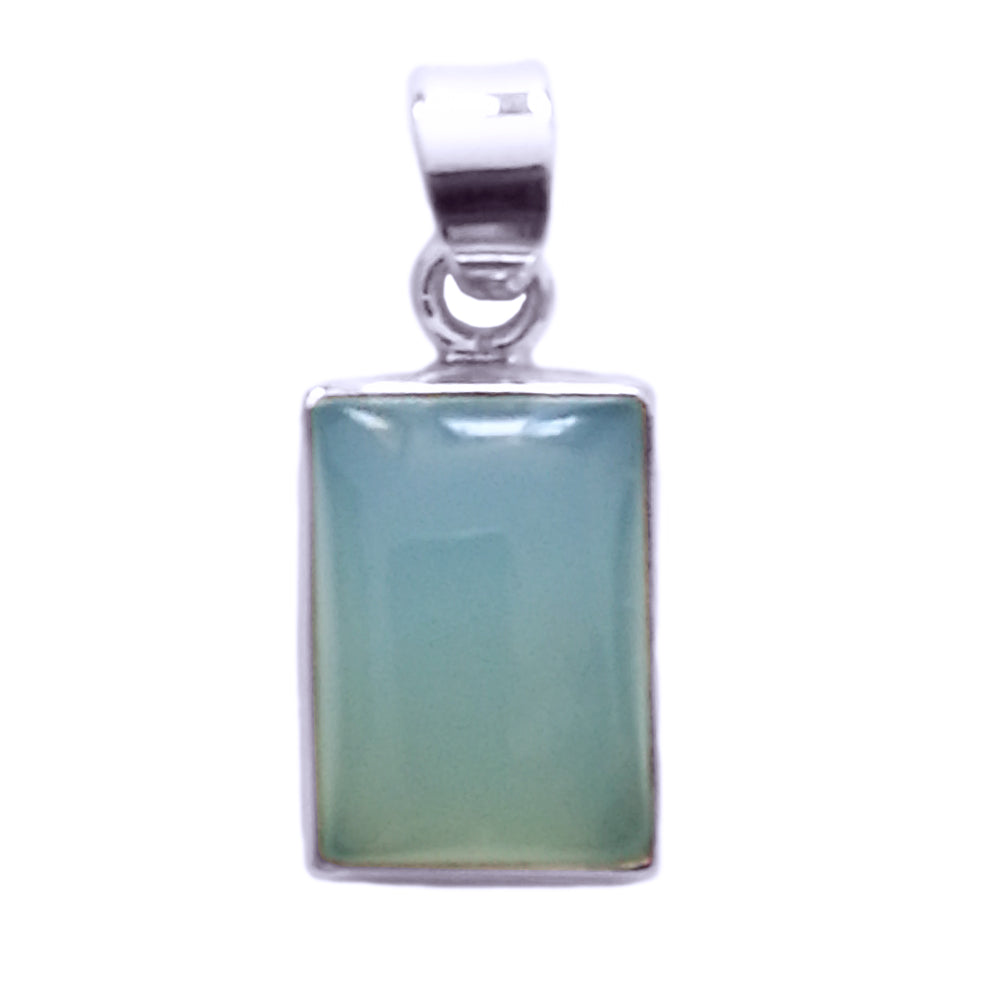 Aqua chalcedony sterling silver pendant