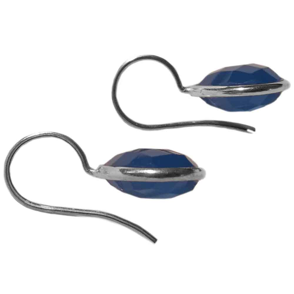 Boucles d’oreilles pendantes calcédoine bleue en argent massif 925