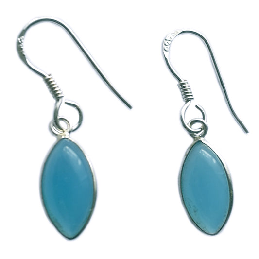 Boucles d’oreilles calcédoine bleue en argent massif 925