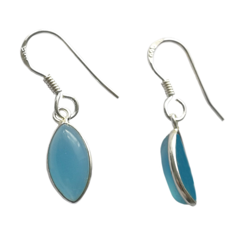 Boucles d’oreilles calcédoine bleue en argent massif 925