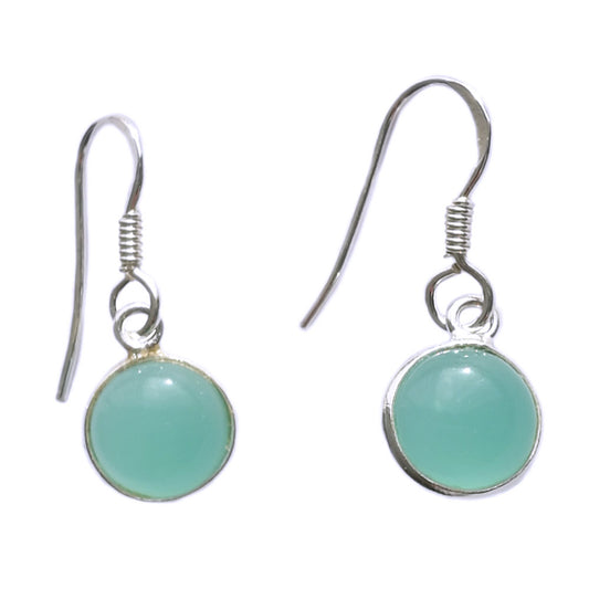 Boucles d’oreilles calcédoine verte en argent massif 925