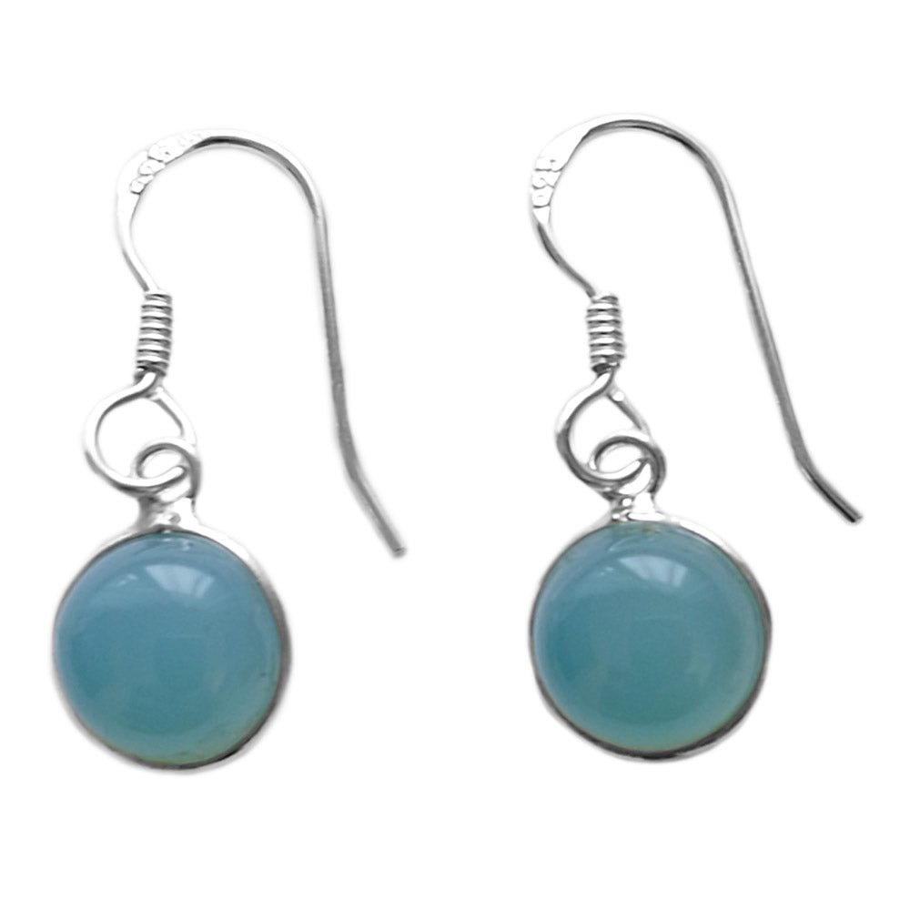 Boucles d’oreilles calcédoine bleue en argent massif 925