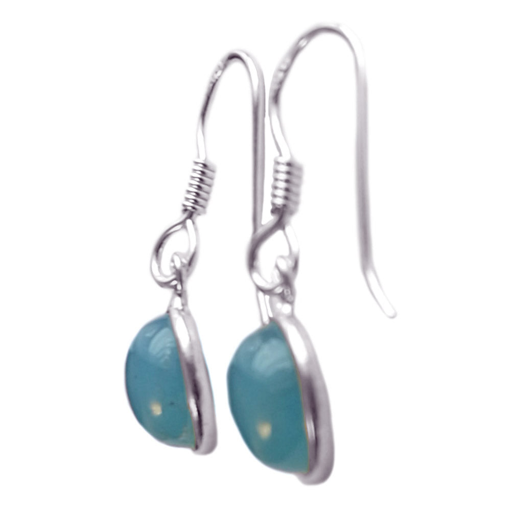 Boucles d’oreilles calcédoine bleue en argent massif 925