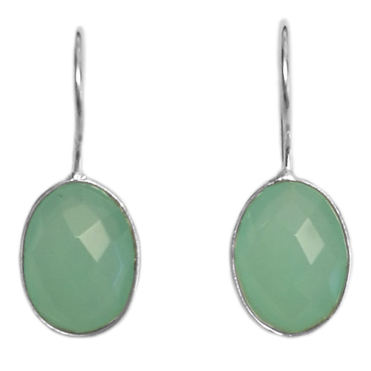 Green chalcedony sterling silver earrings