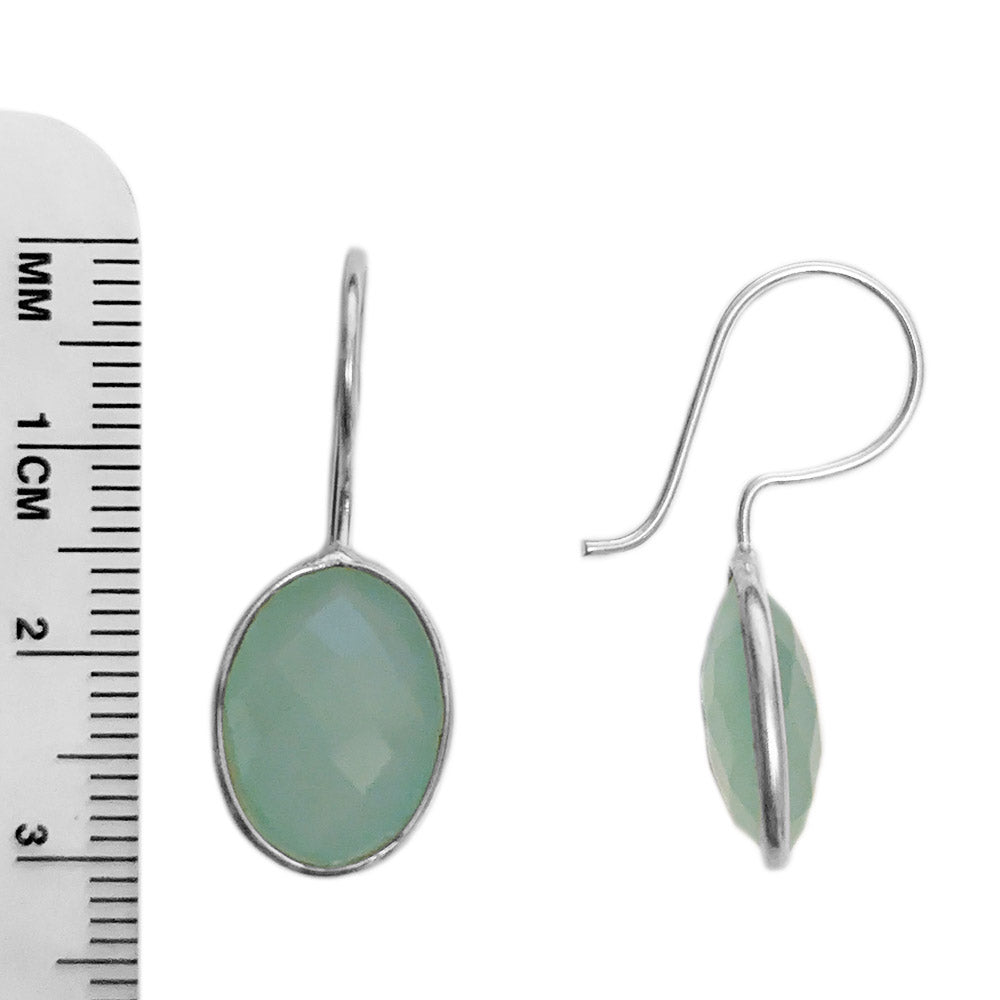 Boucles d’oreilles calcédoine verte en argent massif 925