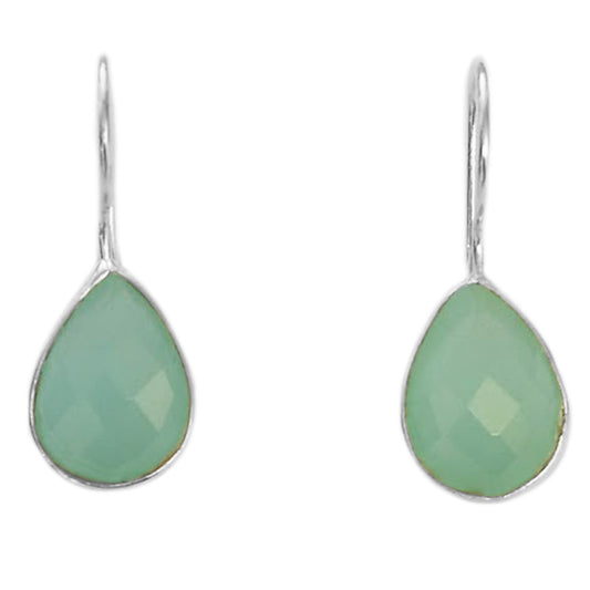 Green chalcedony sterling silver earrings