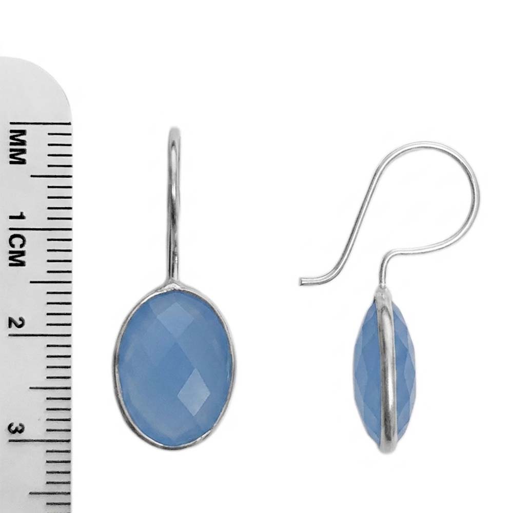 Boucles d’oreilles calcédoine bleue en argent massif 925